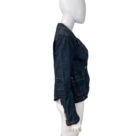 Isaac Mizrahi Blue Denim Jacket One Button Size M - Picture 6 of 9